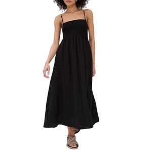 Z Supply Beachside Smocked Midi Dress in Black Size Small